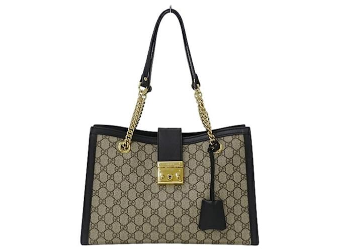 Gucci GG Supreme Tote Shoulder Bag Brown Black Beige Cloth  ref.1465449