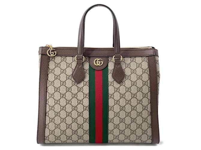 Sac à main Gucci Ophidia Medium GG Supreme Cuir Toile Marron Beige  ref.1465468