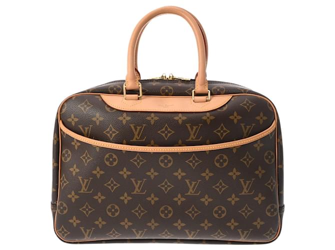 Bolso Deauville Monogram Louis Vuitton Castaño Charol  ref.1465743