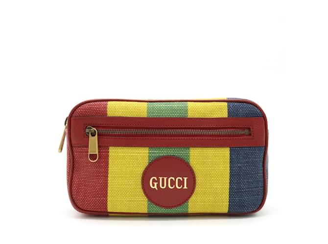 Gucci Baiadera Stripe Sling Bag Red Blue Orange Yellow Leather Cloth  ref.1465798