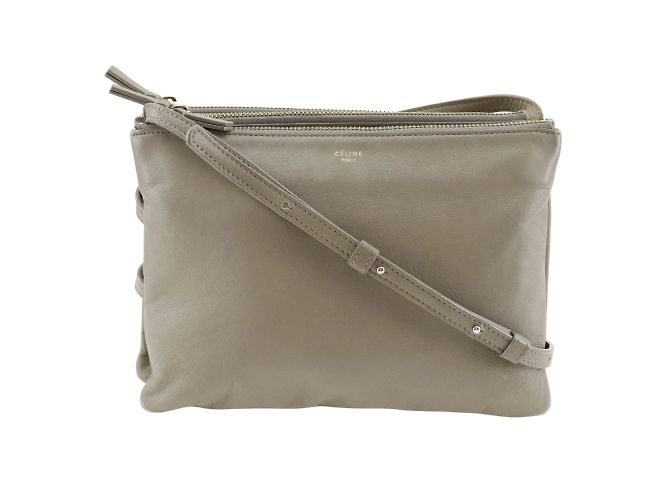 Céline Bolsa de ombro grande Celine Trio Marrom