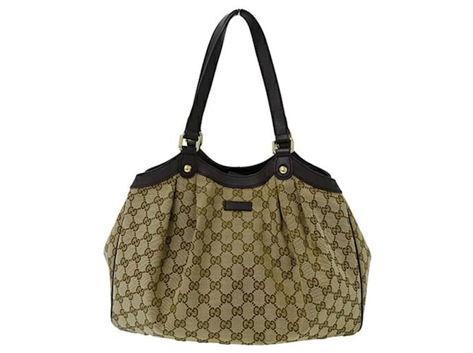 Sac fourre-tout en toile GG Gucci Marron  ref.1465900