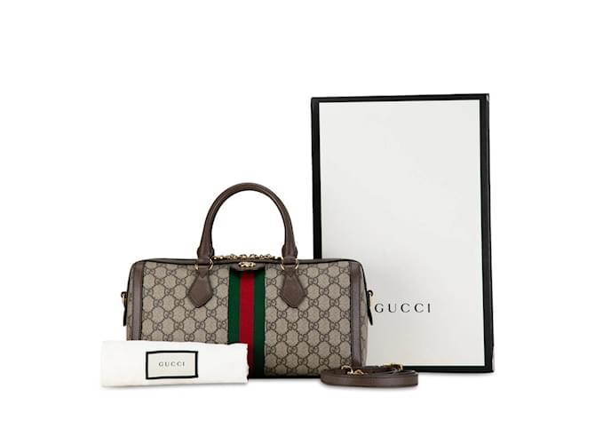 Bolsa Gucci GG Supreme Ophidia Sherry Line Marrom Bege Couro Plástico  ref.1466019