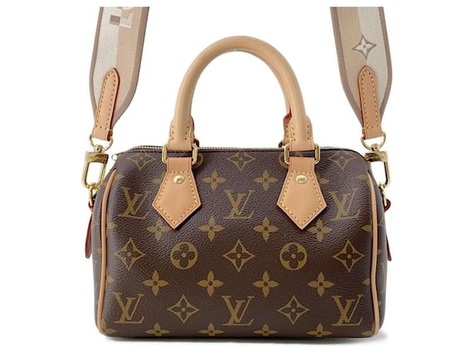 Borsa Louis Vuitton Monogram Speedy Bandoulière 20 Rosso Beige Pelle verniciata  ref.1466142