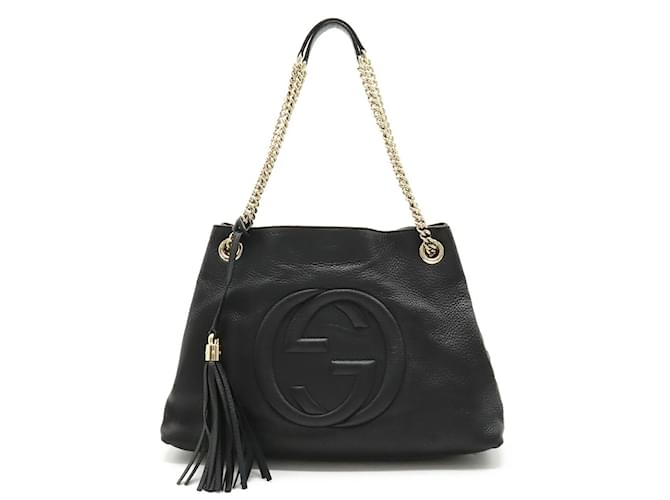 Gucci Soho Interlocking G Chain Bag Black Leather  ref.1466353