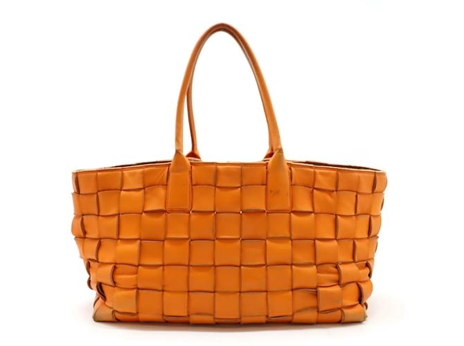 Bottega Veneta Maxi Intrecciato Cabas Tote Bag Orange Leather  ref.1466368