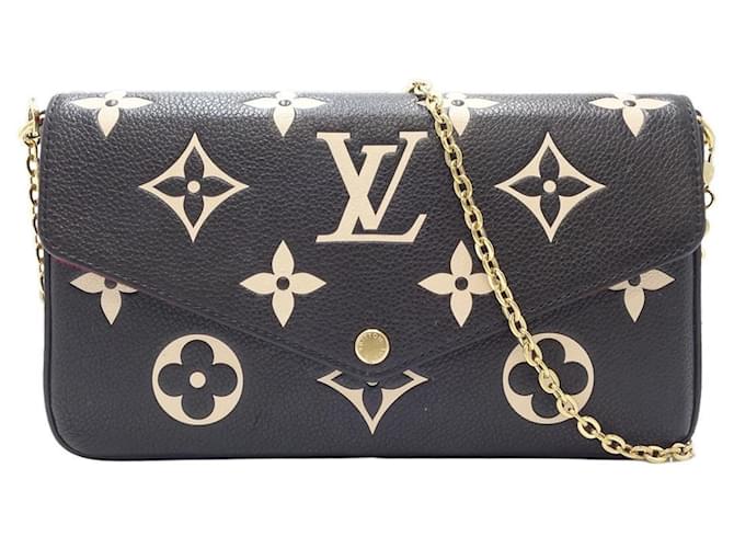 Louis Vuitton Pochette Felicie Wallet Chain Black Beige Leather  ref.1466398