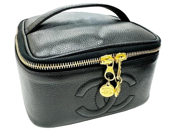 Chanel Coco Mark Horizontal Vanity Bag Black Leather  ref.1466490