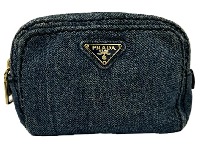 PRADA デニムポーチ ゴールドジッパー PRADA プラダ デニムポーチ ポーチ 化粧ポーチ コットン 小物