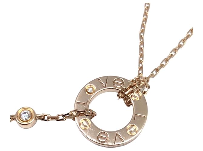 Collar Cartier Love Circle 2P Diamante Oro rosa  ref.1466493