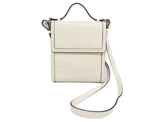 Gucci GG Embossed Messenger Bag Eggshell Leather  ref.1466523