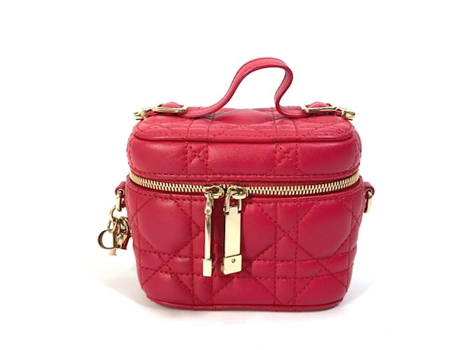 Christian Dior Lady Dior 2Way Shoulder Bag Red Leather  ref.1466673