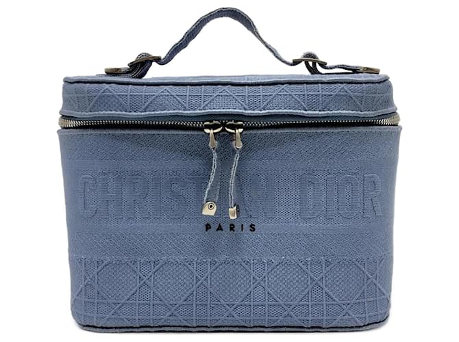 Sac de vanité en broderie bleue Christian Dior Toile  ref.1466676