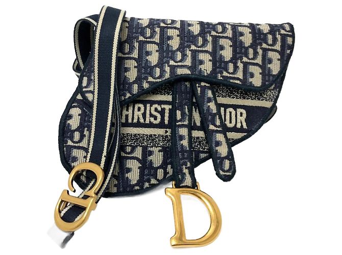 Flache Gürteltasche Saddle S5632CRIW von Christian Dior Marineblau
