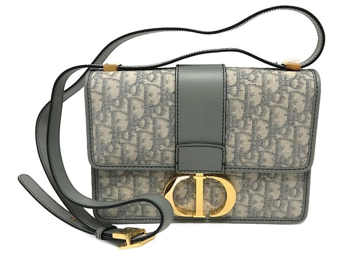 Bolsa de ombro de couro cinza Christian Dior Marrom