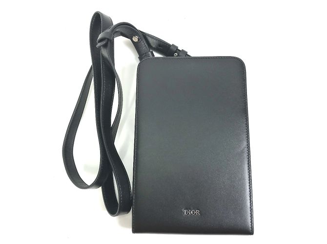 Borsa a spalla in pelle nera Christian Dior Nero