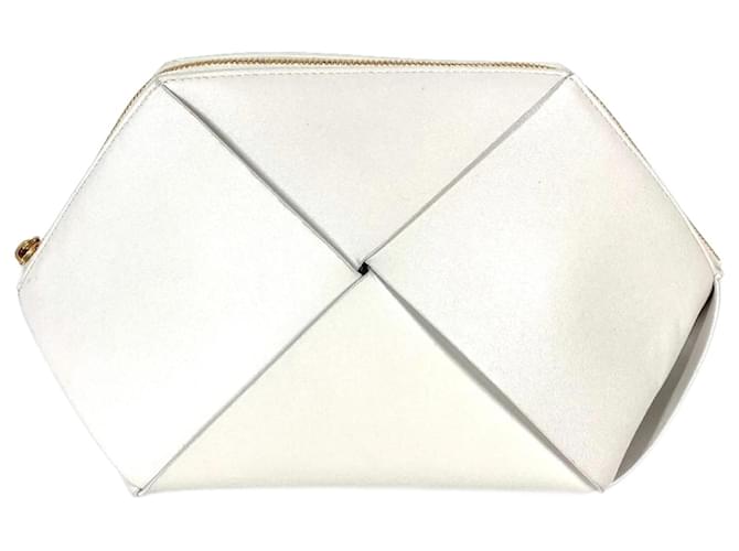 Bolsa Clutch Maxi Intrecciato Bottega Veneta Branco Couro  ref.1466754