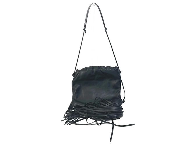 Borsa a spalla in pelle nera Bottega Veneta Nero