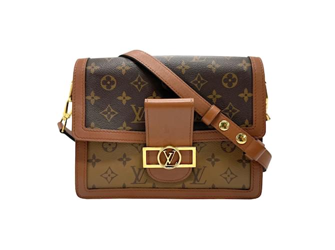 Louis Vuitton Monogram Reverse Dauphine MM Schultertasche Braun  