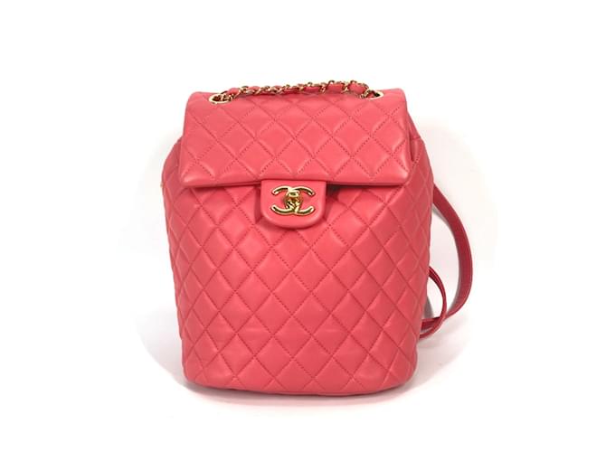 Mochila de cuero rosa Chanel  ref.1467060