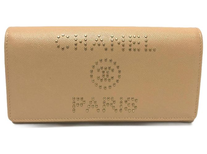 Chanel Beiger Leder Langgeldbörse