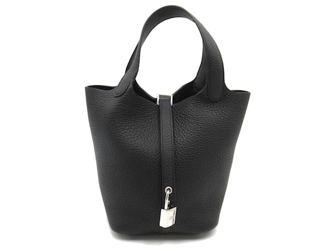 Hermès Bolsa Hermes Picotin Lock PM Preto Couro  ref.1467111