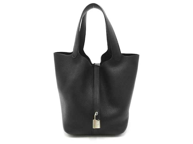 Hermès Sac à main Hermes Picotin Lock MM Cuir Noir  ref.1467134