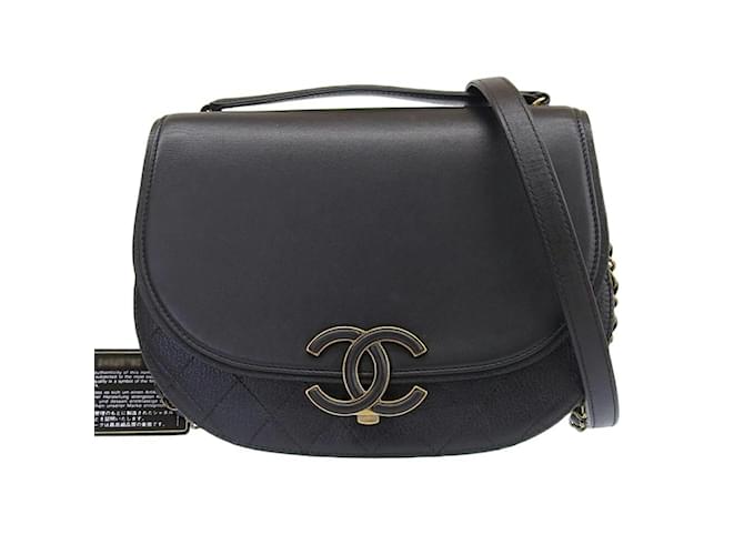 Chanel Coco Mark Handtasche Schwarz Leder  ref.1467324