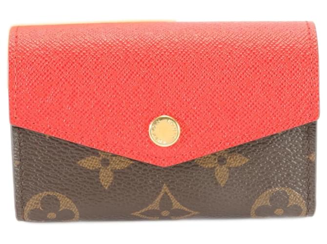 Louis Vuitton Monogram Multicart Sarah Coquelicot Card Case Red Leather Cloth  ref.1467365