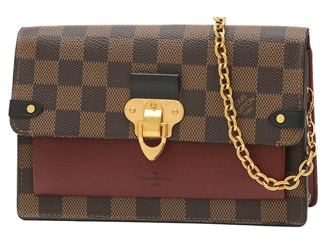 Portefeuille à chaîne Vavin Damier de Louis Vuitton Toile Marron Bordeaux Damier ebène  ref.1467384