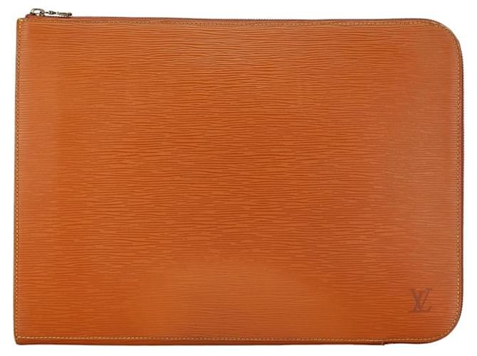 Louis Vuitton Epi Poche Document Clutch Bag Golden Orange Leather  ref.1467392