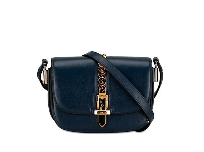 Bolsa de Ombro Gucci Sylvie Azul marinho Couro  ref.1467413