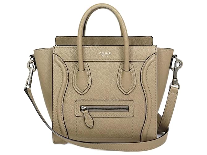 Céline Bolsa de mão Celine Luggage Nano em couro bege  ref.1467589