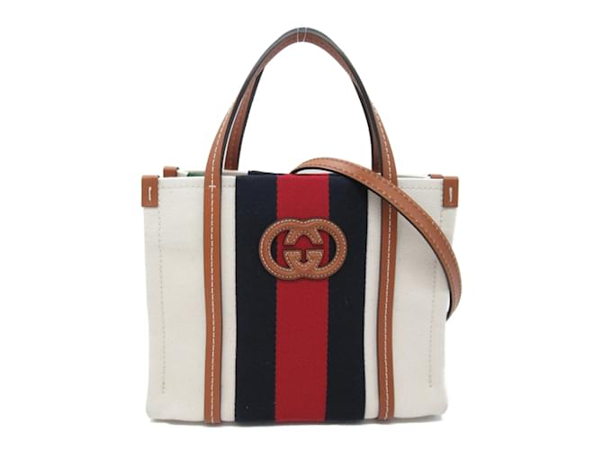 Gucci Web Stripe Interlocking Tote Bag Weiß  ref.1467783