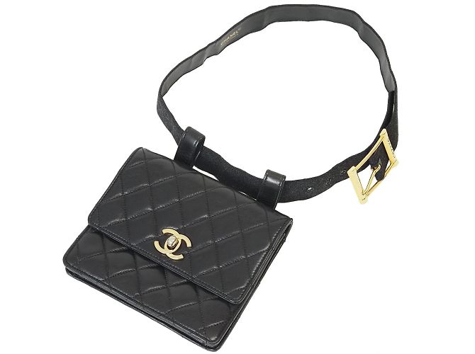 Sac à taille Chanel Matelassé 70 Noir