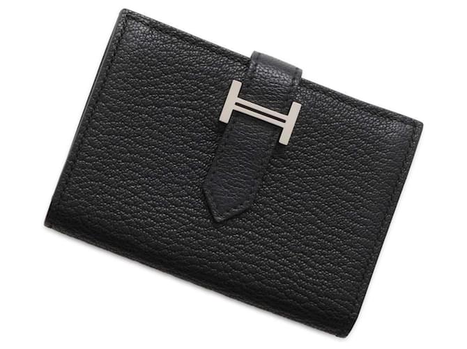 Hermès Hermes Black Chevre Mysore Business Card Case Diamond  ref.1467994