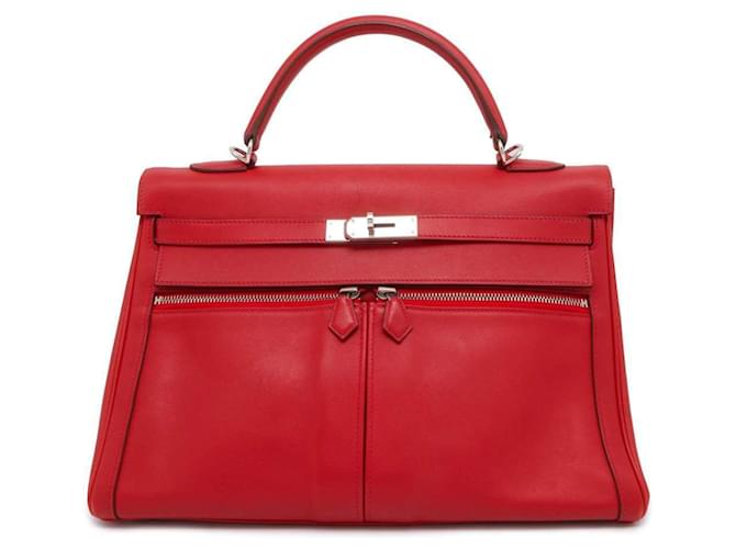 Hermès Hermes Kelly Laki 35 Handbag in Vermilion Swift Leather Red  ref.1468005