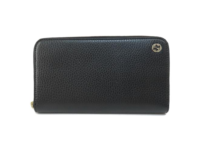 Gucci 509644 Langer Geldbeutel Interlocking G Schwarz Leder  ref.1468055