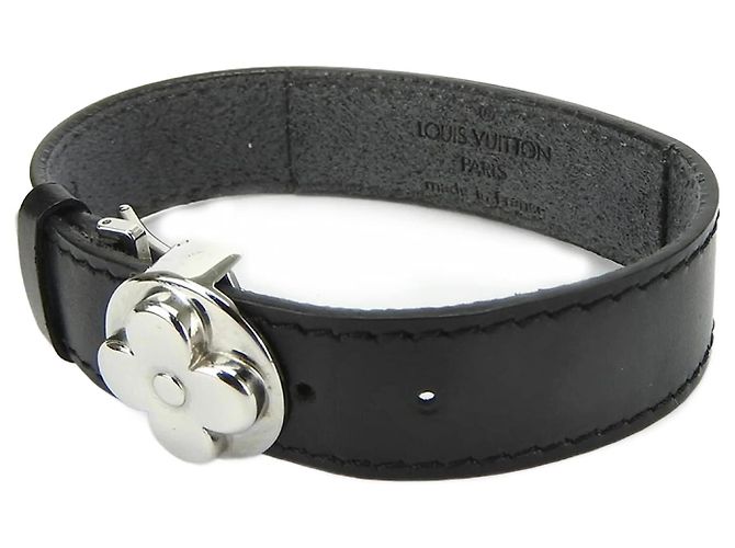 Bracciale in pelle nera Louis Vuitton Nero