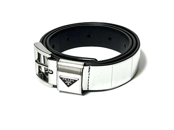 Prada Men s Silver Brushed Leather Belt Silvery ref.1468125 Joli Closet