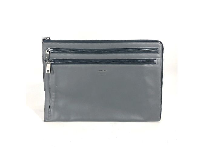 Pochette en cuir gris Fendi Marron