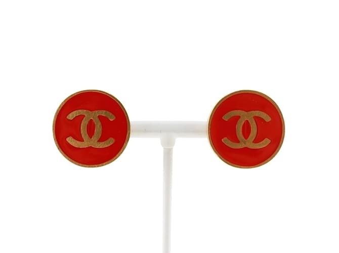 Chanel Gold Plated Red Clip Earrings Gold-plated  ref.1468295