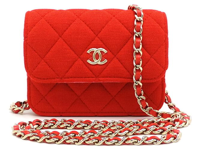 Chanel Matelasse Chain Women's Shoulder Bag Red Cotton  ref.1468324