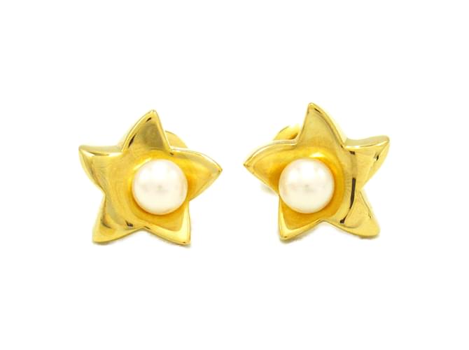 Boucles d'oreilles en perles Mikimoto en or jaune Blanc  ref.1468349