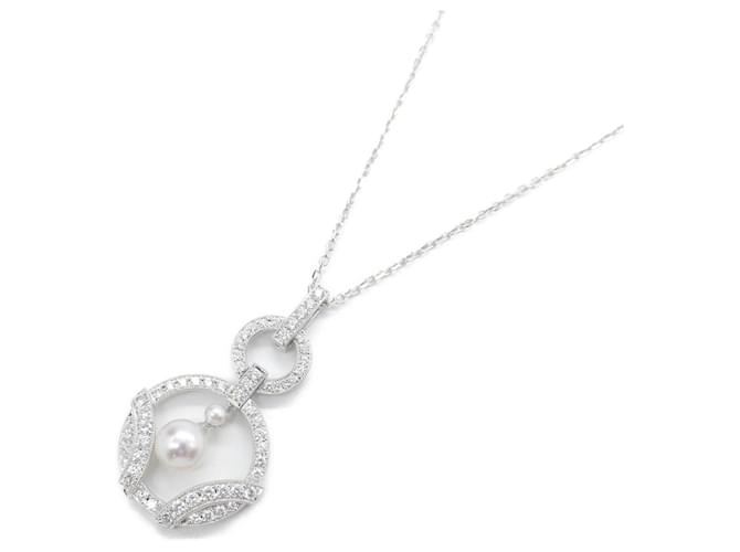 Collana di perle Akoya Mikimoto con diamanti Bianco Oro bianco  ref.1468358