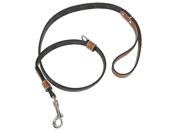 Céline Celine Triomphe Dog Lead in Tan Brown