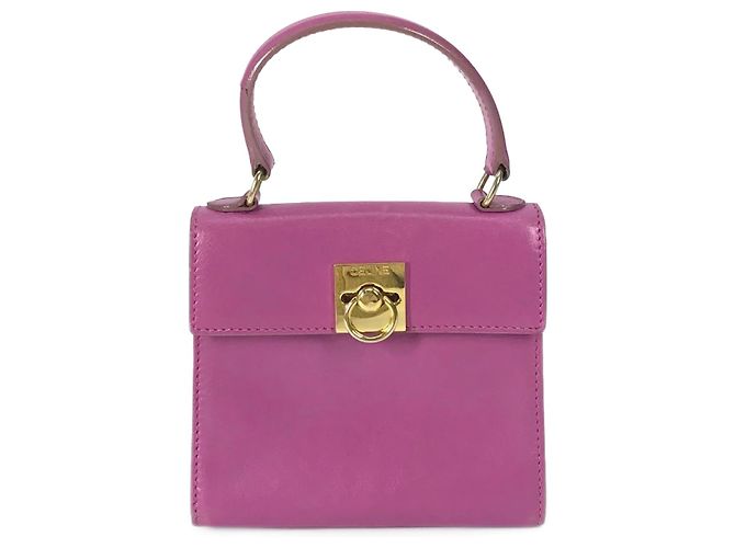 Céline Celine Vintage lila Lederhandtasche