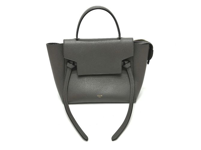 Céline Bolsa de couro cinza Celine 189153 Marrom