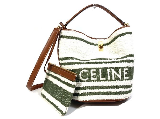 Céline Bolsa de couro Celine 195572ED3-15KZ Branco