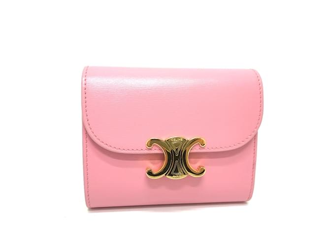 Céline Celine Pink Leather Tri-Fold Wallet ref.1468427